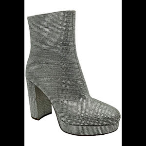 Michael Kors Women's Joanna Crystal Embellished Platform Boot Silver - Medium